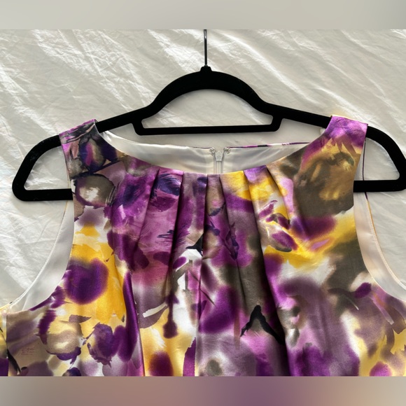 Ann Taylor Cotton/Silk Watercolor Floral Print Dress - Picture 3 of 10